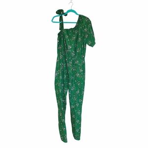 Amanda Uprichard Green Floral One Shoulder Jumpsuit Size M Made USA